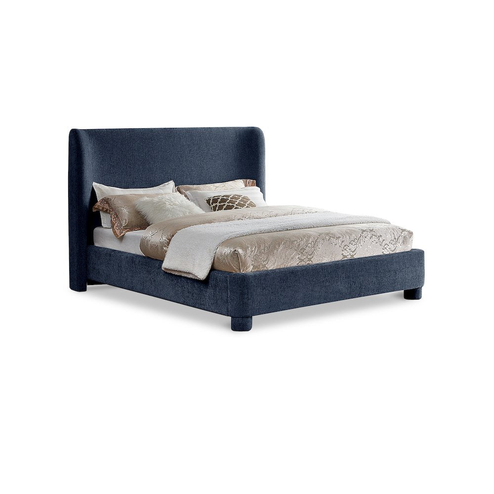 Penny Navy Chenille Fabric Full Bed