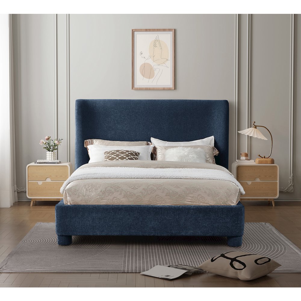 Penny Navy Chenille Fabric Full Bed