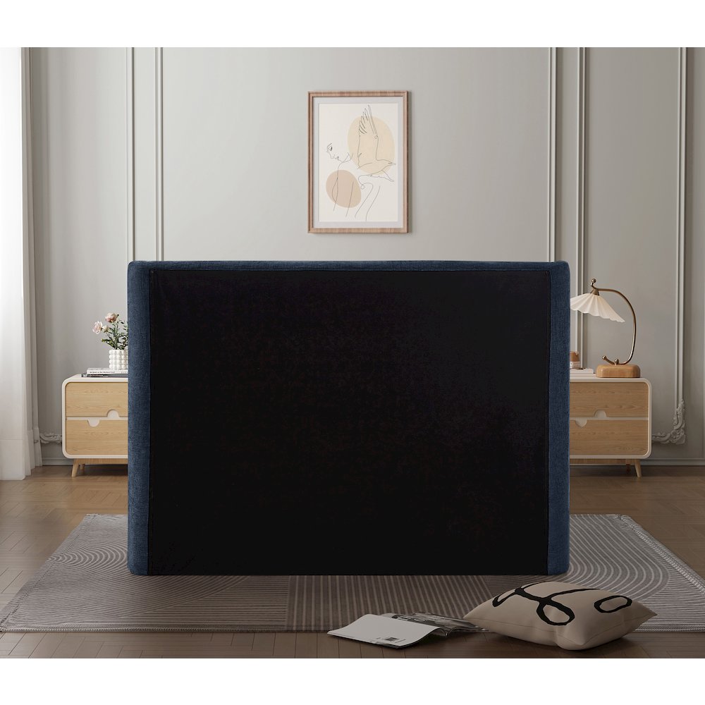 Penny Navy Chenille Fabric Queen Bed
