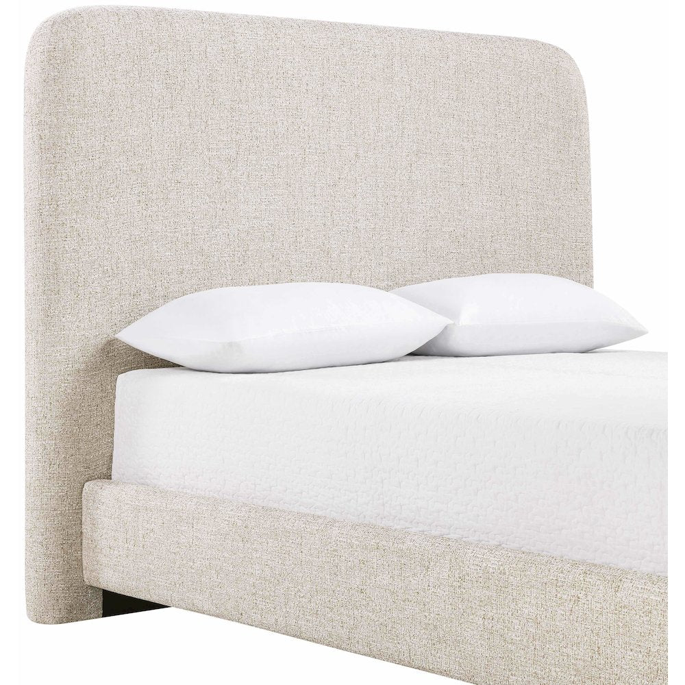 Fira Beige Linen Textured Fabric Upholstered King Bed