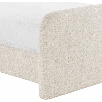 Fira Beige Linen Textured Fabric Upholstered King Bed