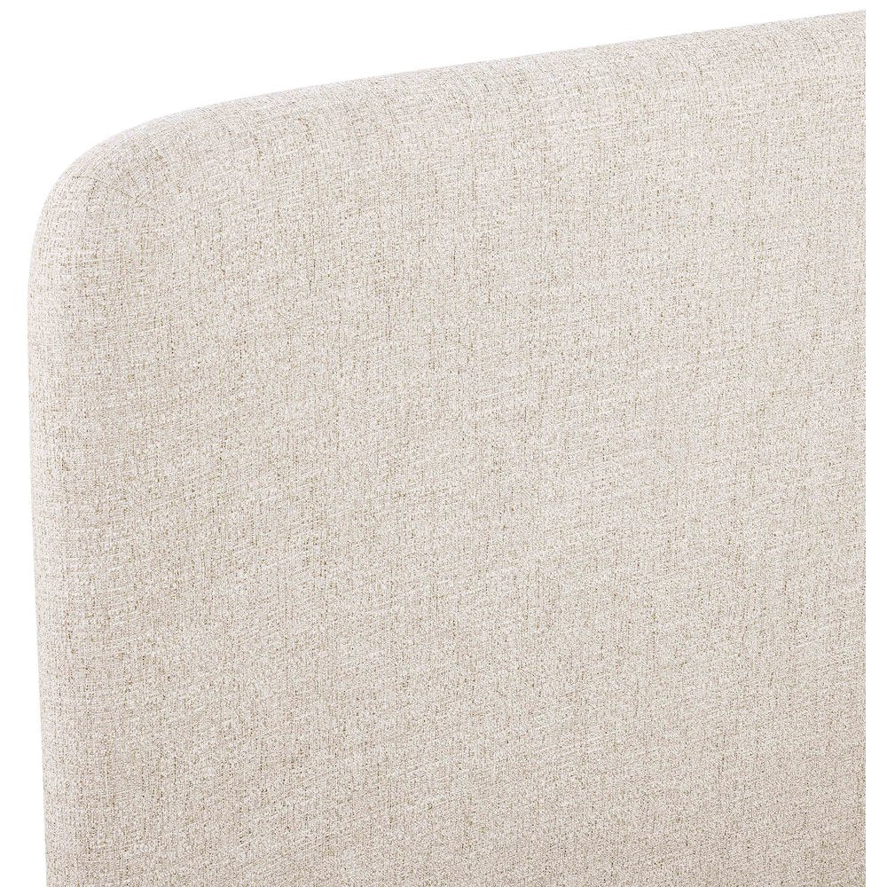 Fira Beige Linen Textured Fabric Upholstered King Bed