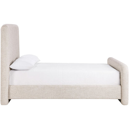 Fira Beige Linen Textured Fabric Upholstered Queen Bed