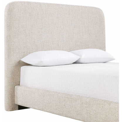 Fira Beige Linen Textured Fabric Upholstered Queen Bed