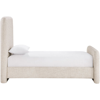 Fira Beige Linen Textured Fabric Upholstered Twin Bed