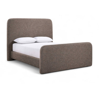 Fira Brown Linen Textured Fabric Upholstered Full Bed