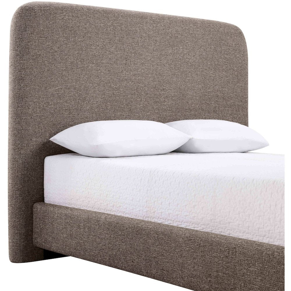 Fira Brown Linen Textured Fabric Upholstered Full Bed