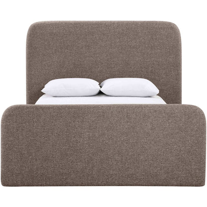 Fira Brown Linen Textured Fabric Upholstered King Bed