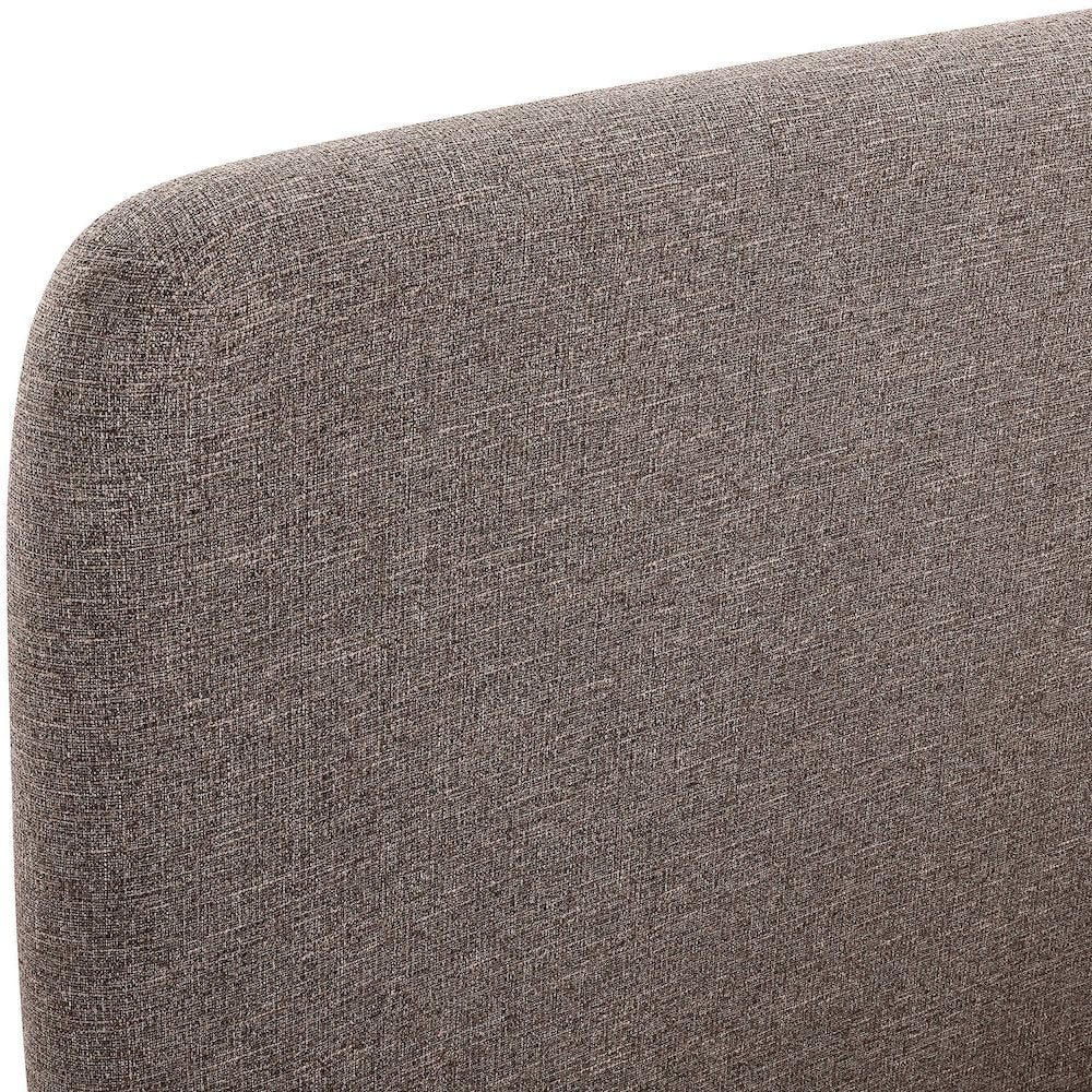 Fira Brown Linen Textured Fabric Upholstered King Bed