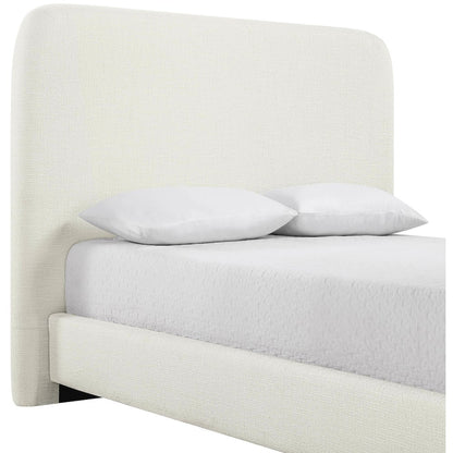 Fira Cream Linen Textured Fabric Upholstered Full Bed
