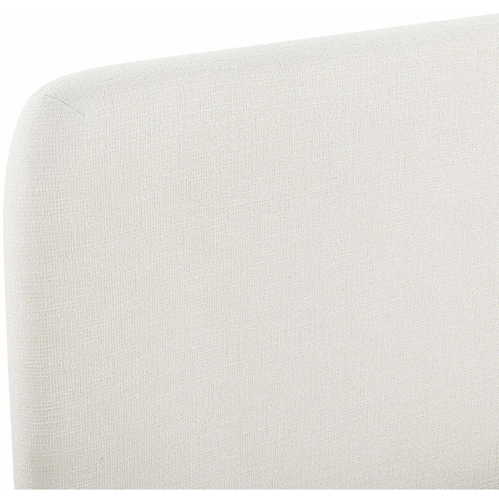 Fira Cream Linen Textured Fabric Upholstered Full Bed
