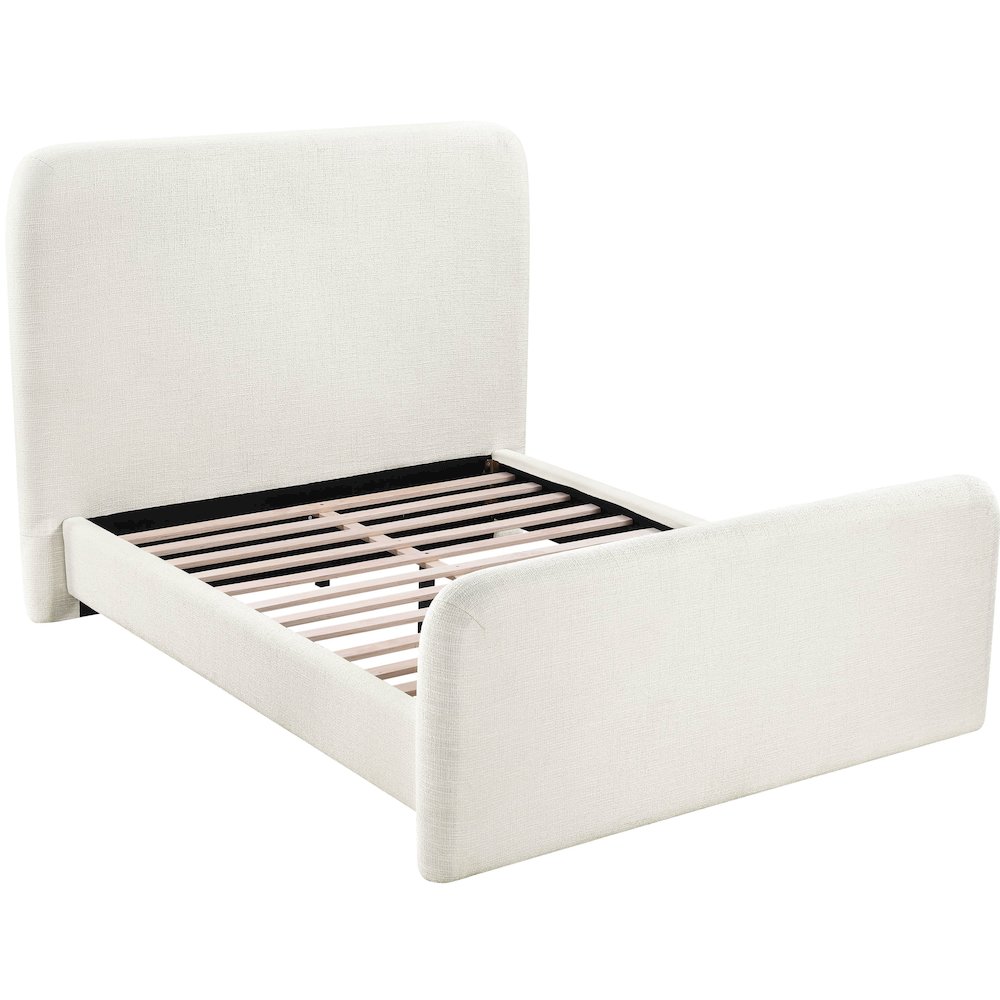 Fira Cream Linen Textured Fabric Upholstered King Bed