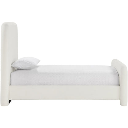 Fira Cream Linen Textured Fabric Upholstered Twin Bed