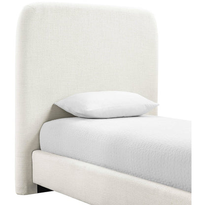 Fira Cream Linen Textured Fabric Upholstered Twin Bed