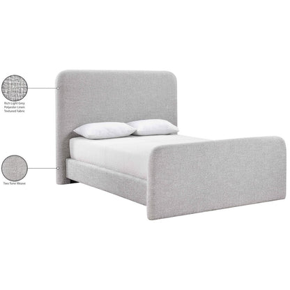 Fira Grey Linen Textured Fabric Upholstered Full Bed