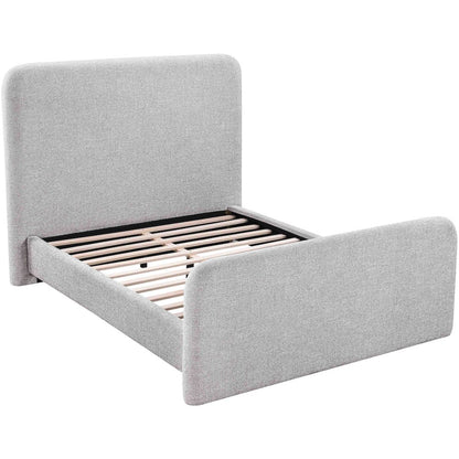 Fira Grey Linen Textured Fabric Upholstered Full Bed