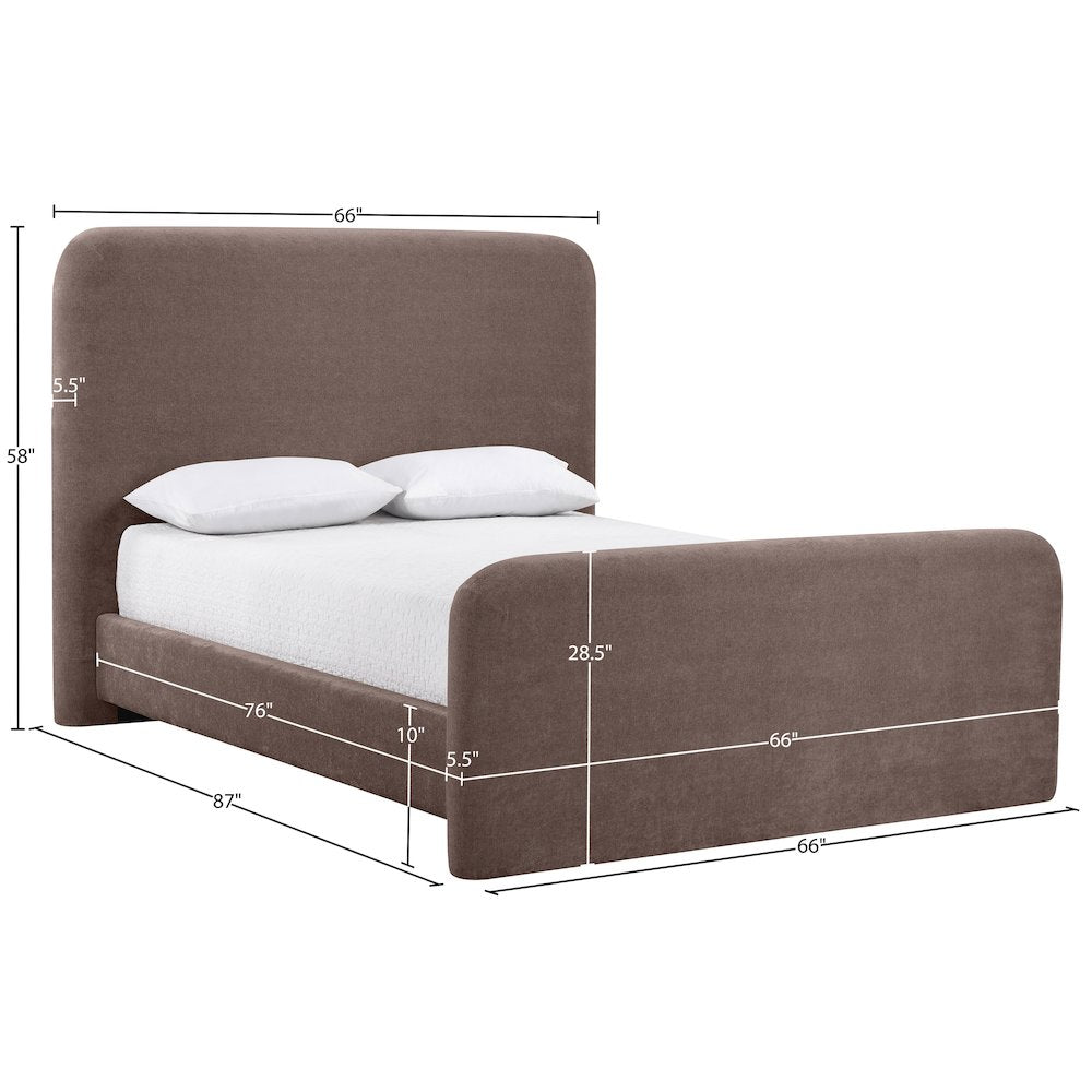 Fira Brown Chenille Fabric Upholstered Full Bed