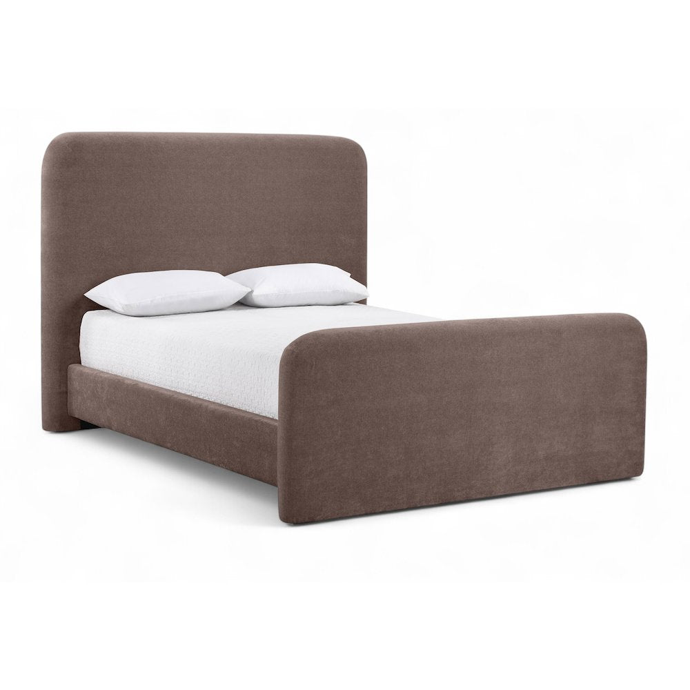 Fira Brown Chenille Fabric Upholstered Full Bed