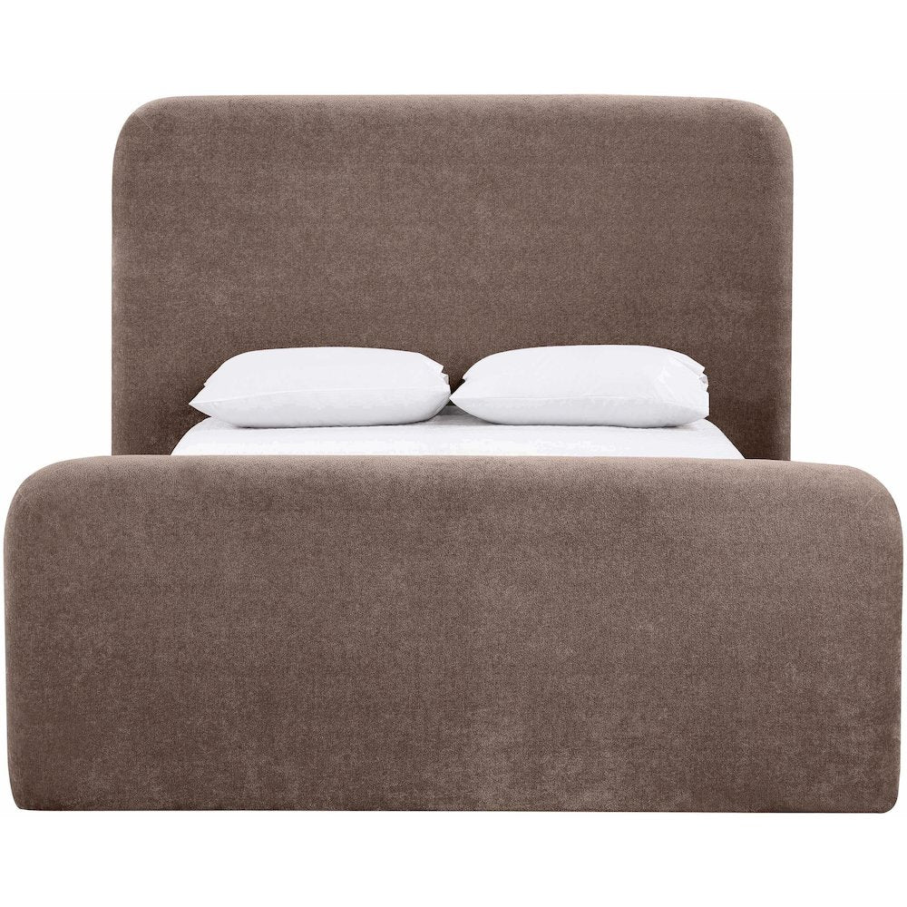 Fira Brown Chenille Fabric Upholstered Full Bed