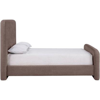 Fira Brown Chenille Fabric Upholstered Full Bed