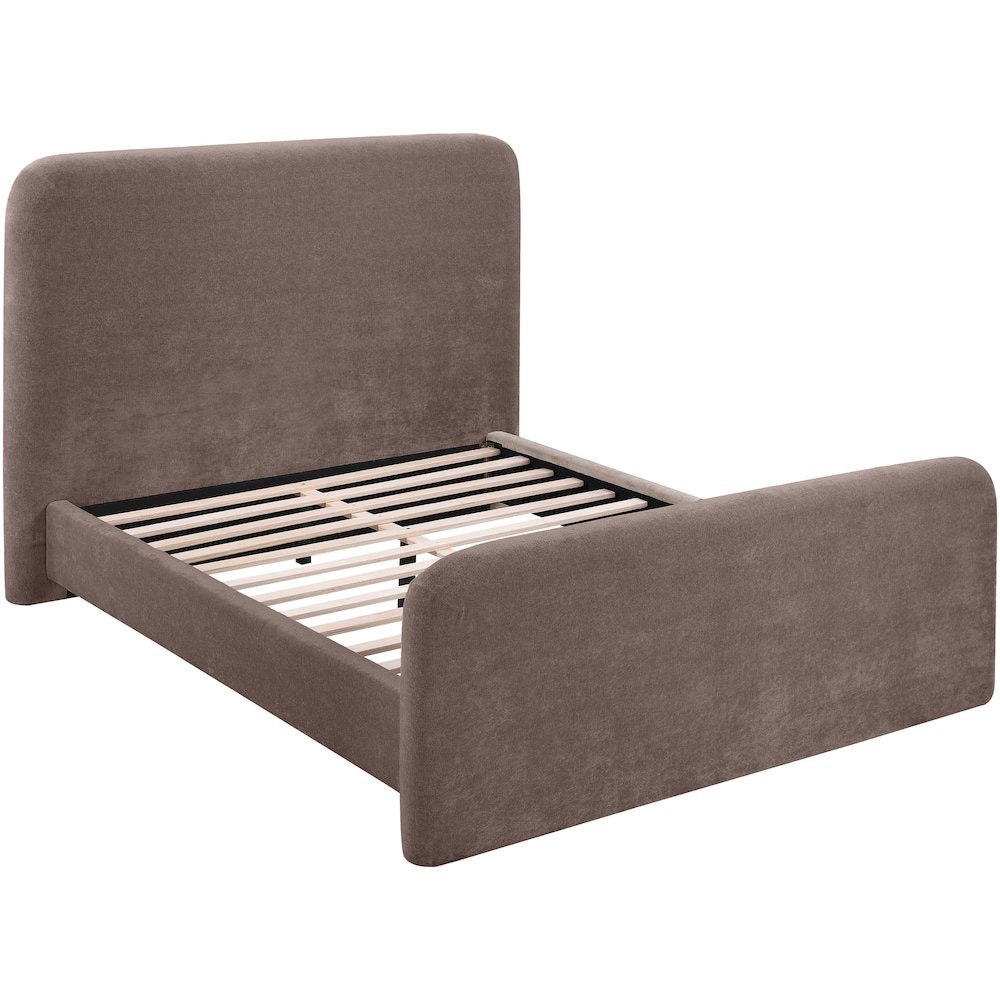 Fira Brown Chenille Fabric Upholstered Full Bed