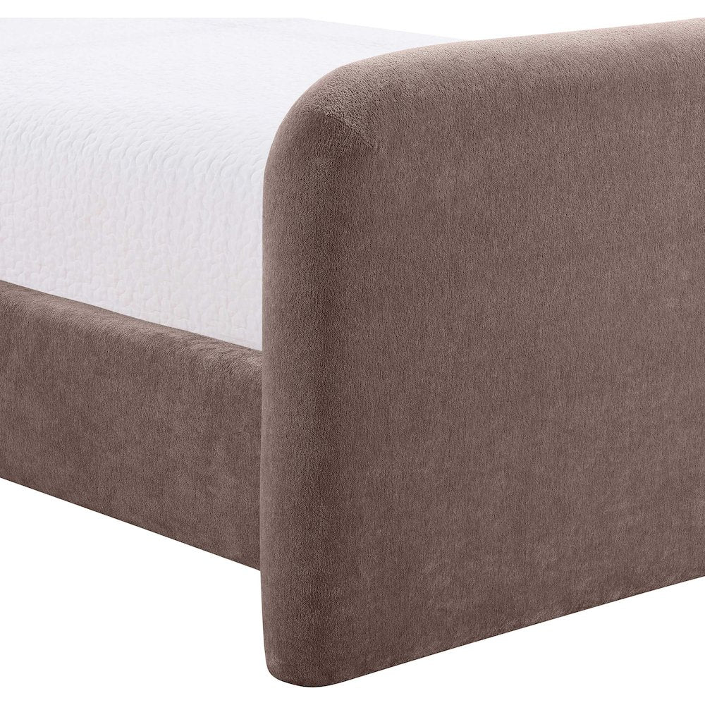 Fira Brown Chenille Fabric Upholstered Full Bed