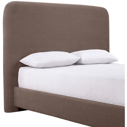 Fira Brown Chenille Fabric Upholstered Queen Bed