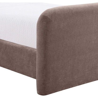 Fira Brown Chenille Fabric Upholstered Queen Bed