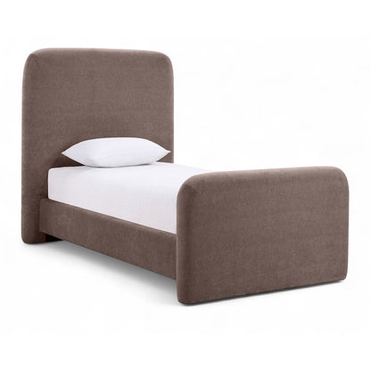 Fira Brown Chenille Fabric Upholstered Twin Bed