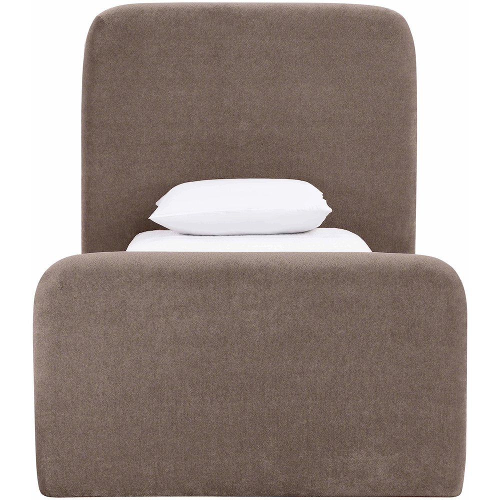 Fira Brown Chenille Fabric Upholstered Twin Bed