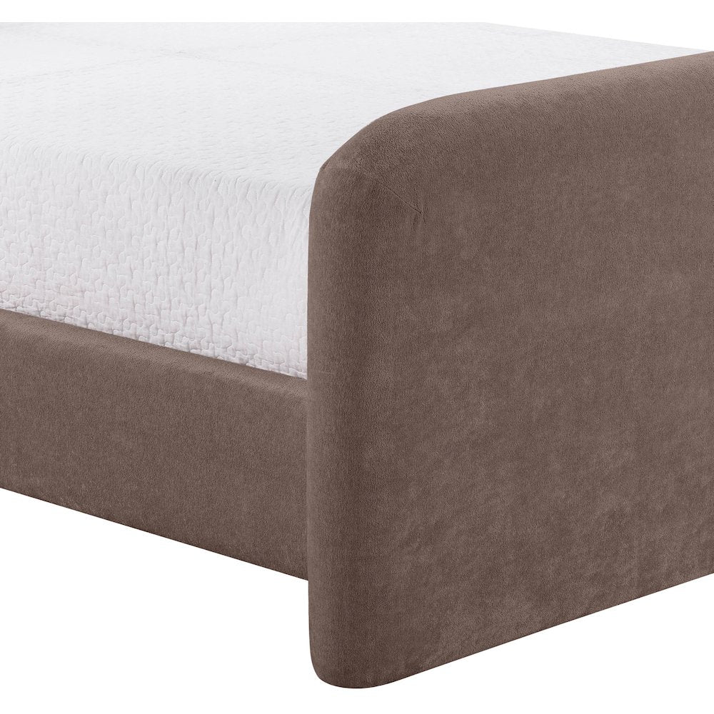 Fira Brown Chenille Fabric Upholstered Twin Bed