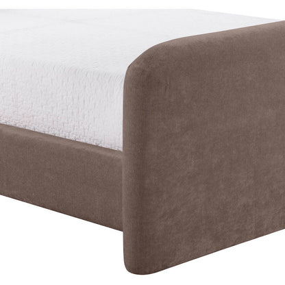 Fira Brown Chenille Fabric Upholstered Twin Bed
