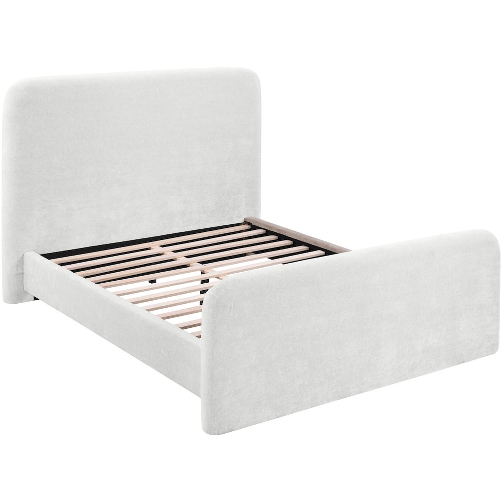 Fira Cream Chenille Fabric Upholstered Queen Bed