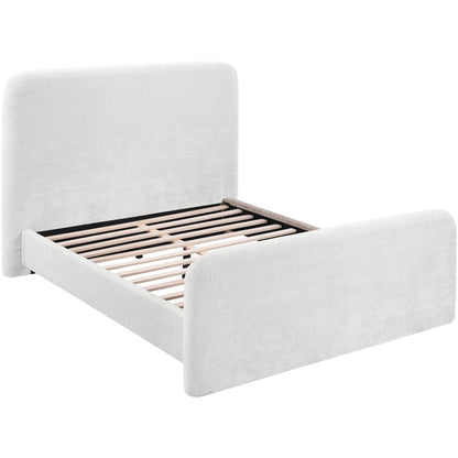 Fira Cream Chenille Fabric Upholstered Queen Bed