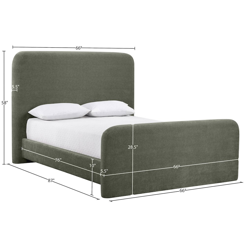 Fira Green Chenille Fabric Upholstered Full Bed