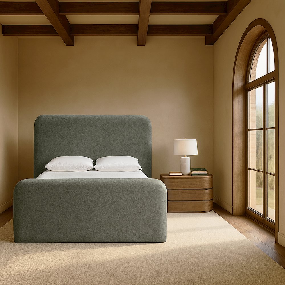 Fira Green Chenille Fabric Upholstered Full Bed