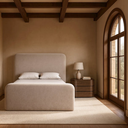 Fira Taupe Chenille Fabric Upholstered Full Bed