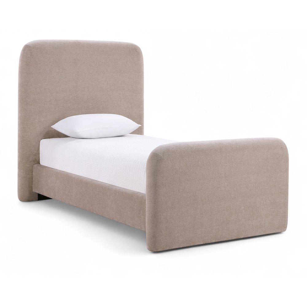 Fira Taupe Chenille Fabric Upholstered Twin Bed