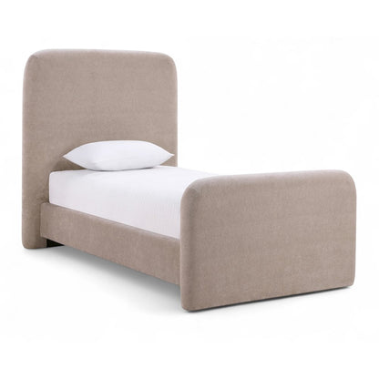 Fira Taupe Chenille Fabric Upholstered Twin Bed