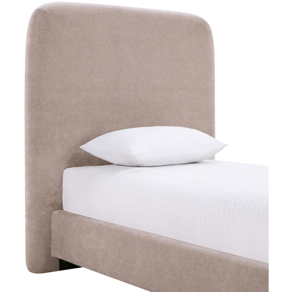 Fira Taupe Chenille Fabric Upholstered Twin Bed