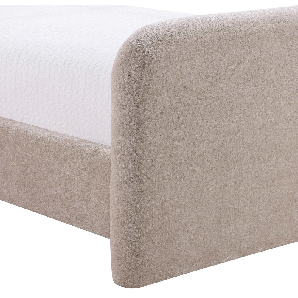 Fira Taupe Chenille Fabric Upholstered Twin Bed