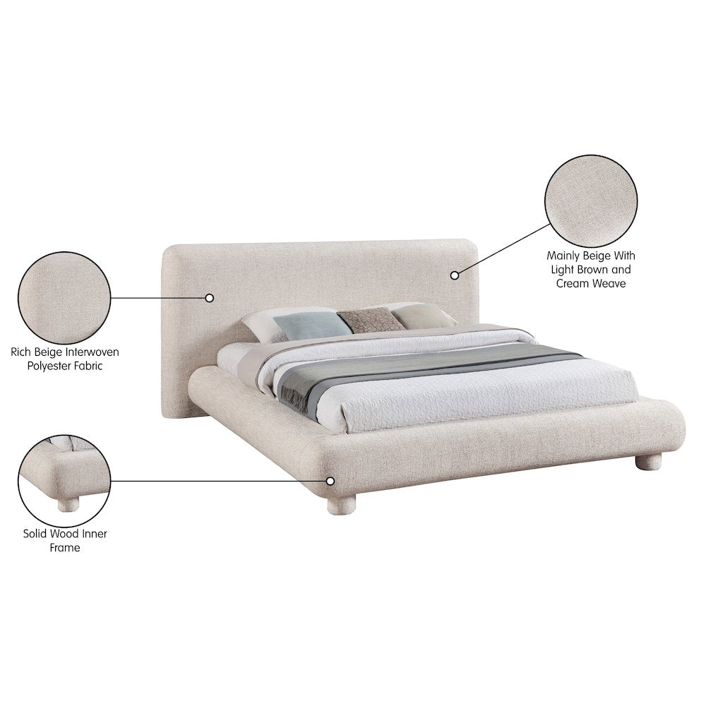 Blair Beige Fabric Upholstered King Bed