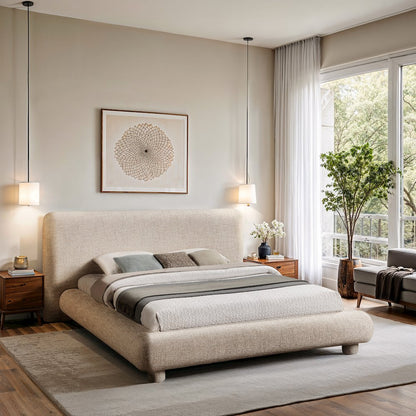 Blair Beige Fabric Upholstered King Bed