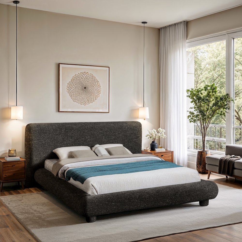 Blair Black Fabric Upholstered King Bed