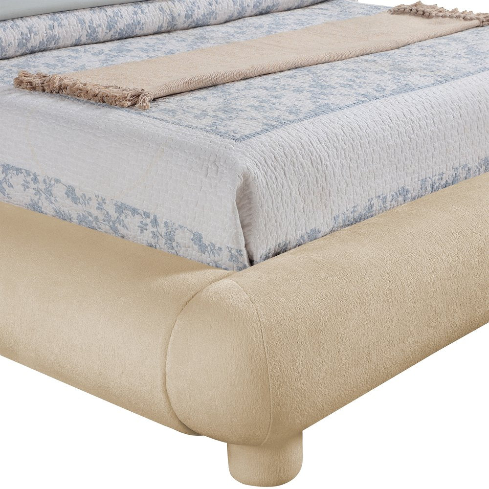 Blair Beige Chenille Fabric Upholstered Full Bed