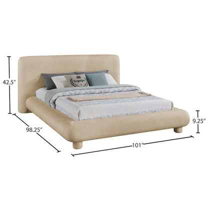 Blair Beige Chenille Fabric Upholstered King Bed