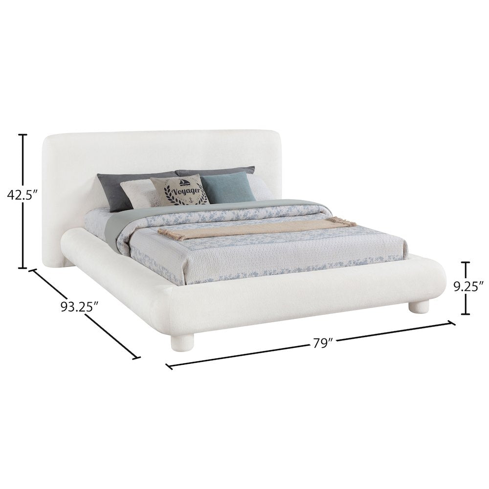 Blair Cream Chenille Fabric Upholstered Full Bed