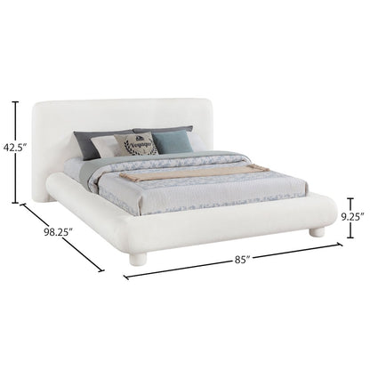 Blair Cream Chenille Fabric Upholstered Queen Bed