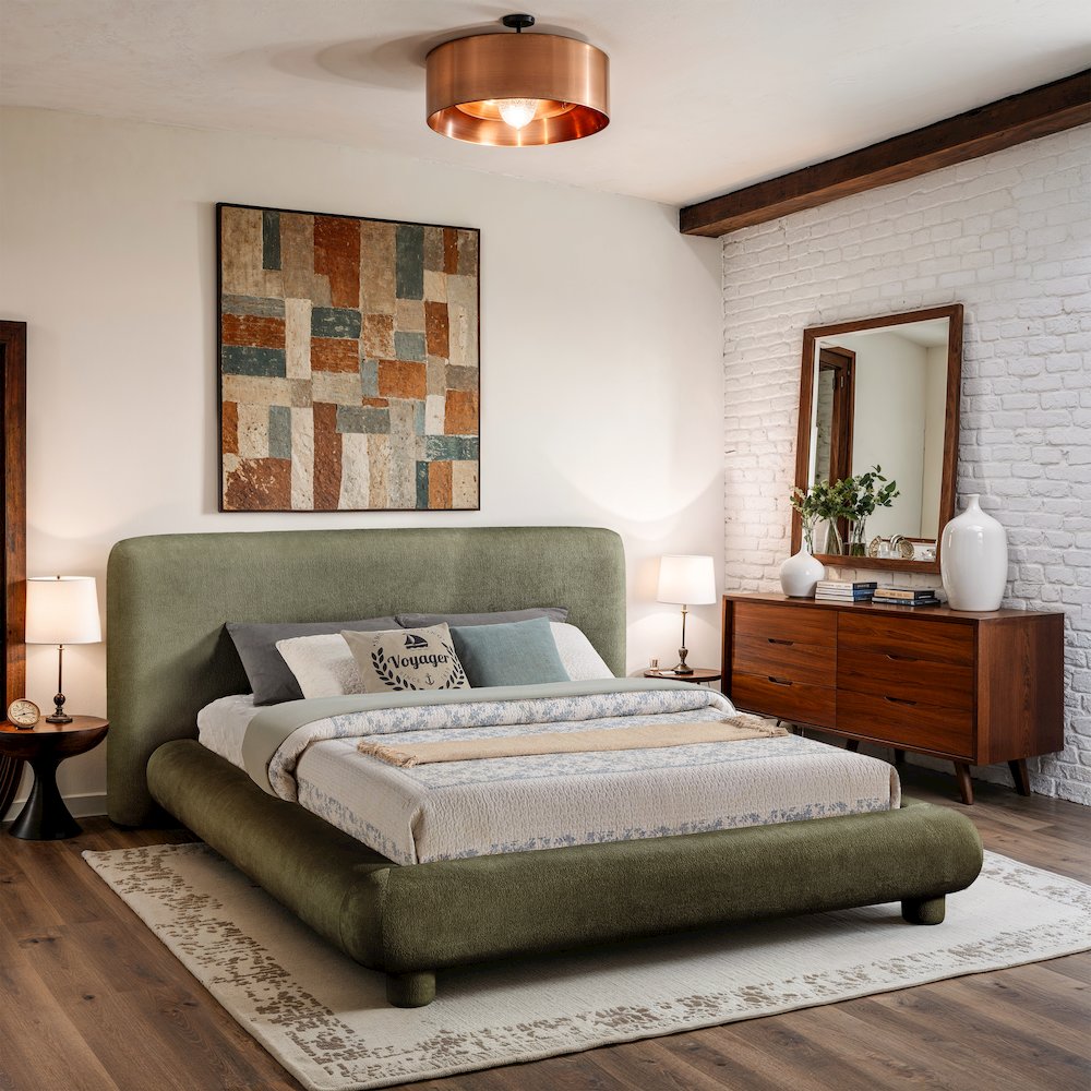 Blair Green Chenille Fabric Upholstered Full Bed
