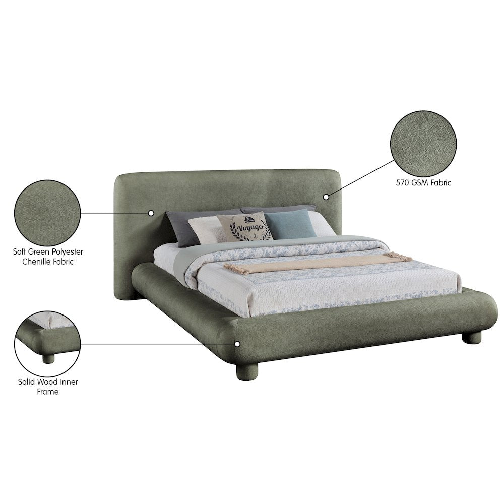 Blair Green Chenille Fabric Upholstered Queen Bed